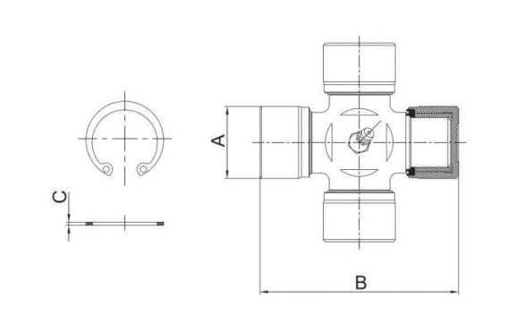 Detailed Technical Drawing of PTO Cross Kit